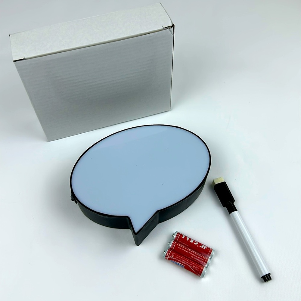 Light Up message sign. Erasable Black Marker. New Batteries in package.